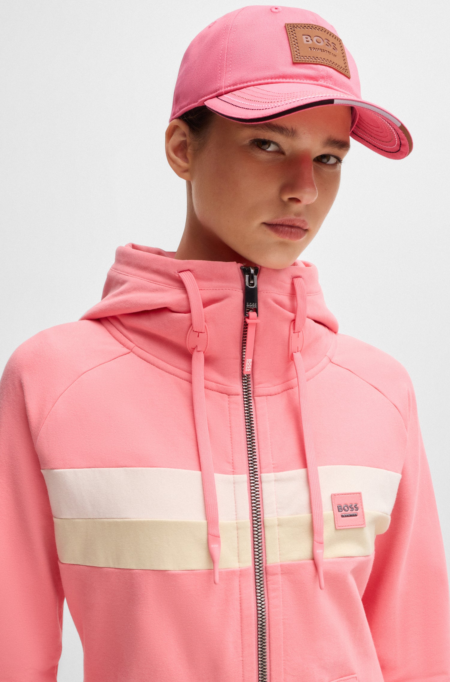 Boss Equestrian Cap Leather Vintage Patch Pink