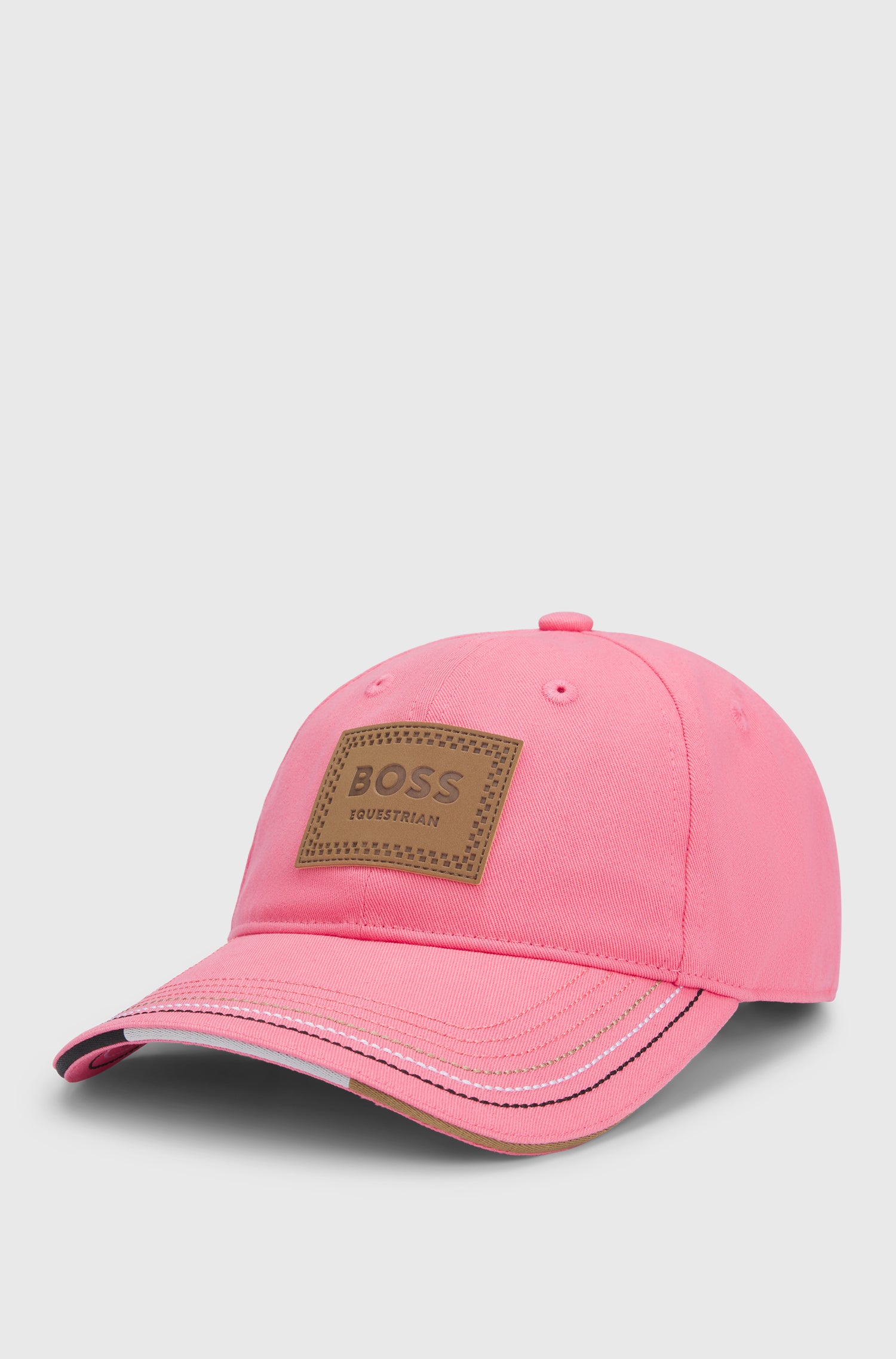 Boss Equestrian Cap Leather Vintage Patch Pink