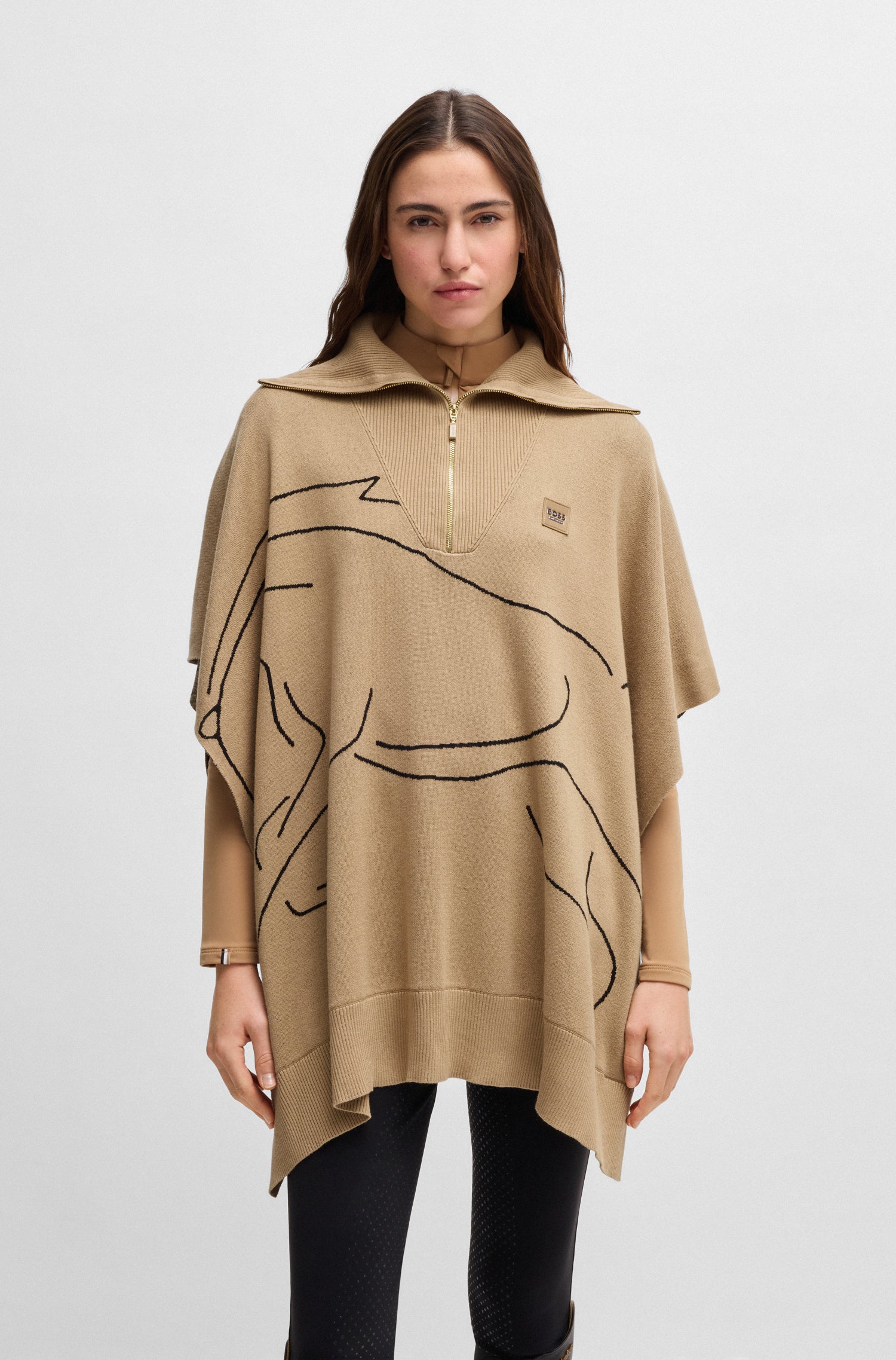 BOSS EQUESTRIAN ALISHA KNITWEAR CAPE HORSE CAMEL -PREORDER