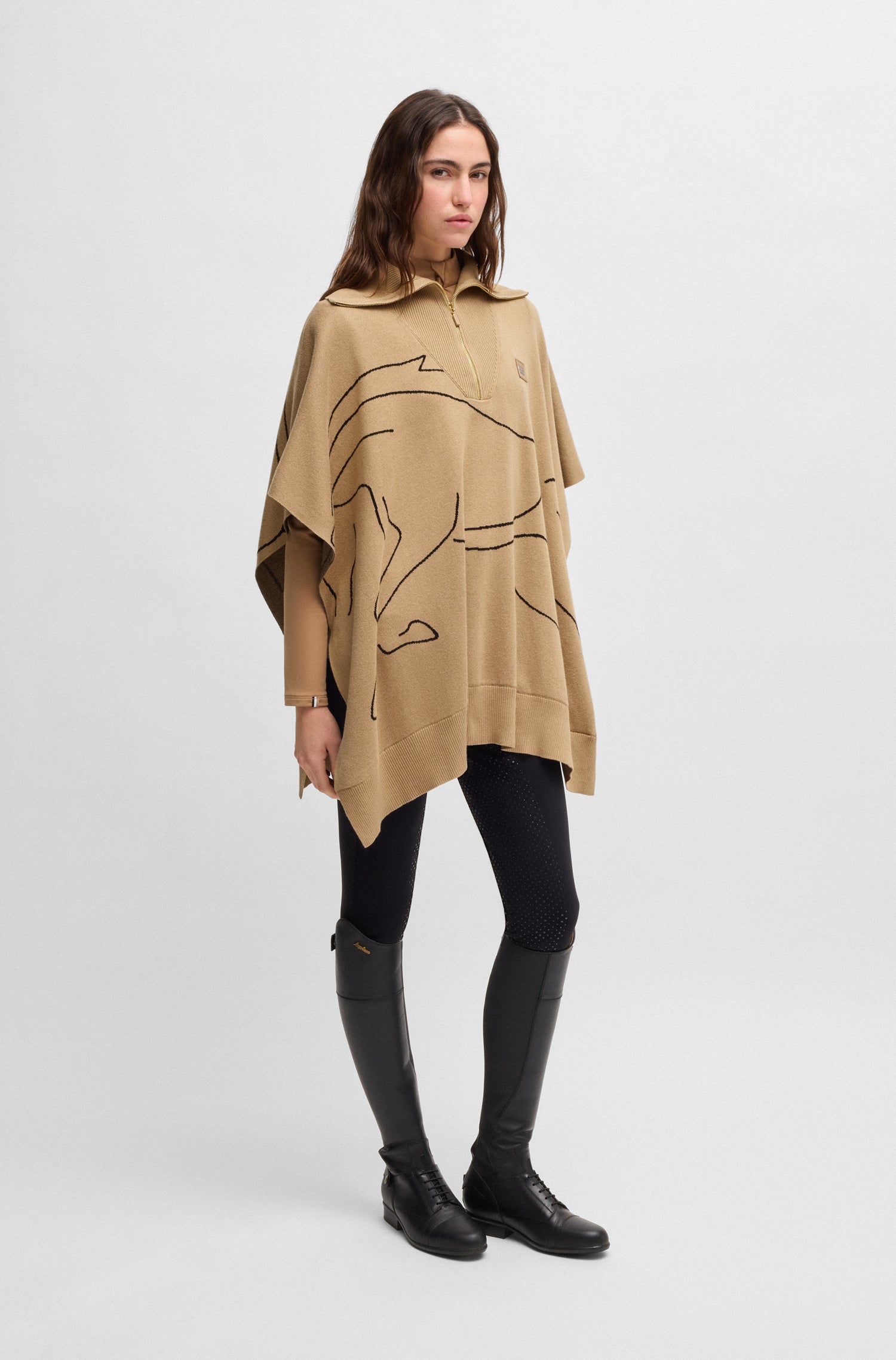 BOSS EQUESTRIAN ALISHA KNITWEAR CAPE HORSE CAMEL -PREORDER