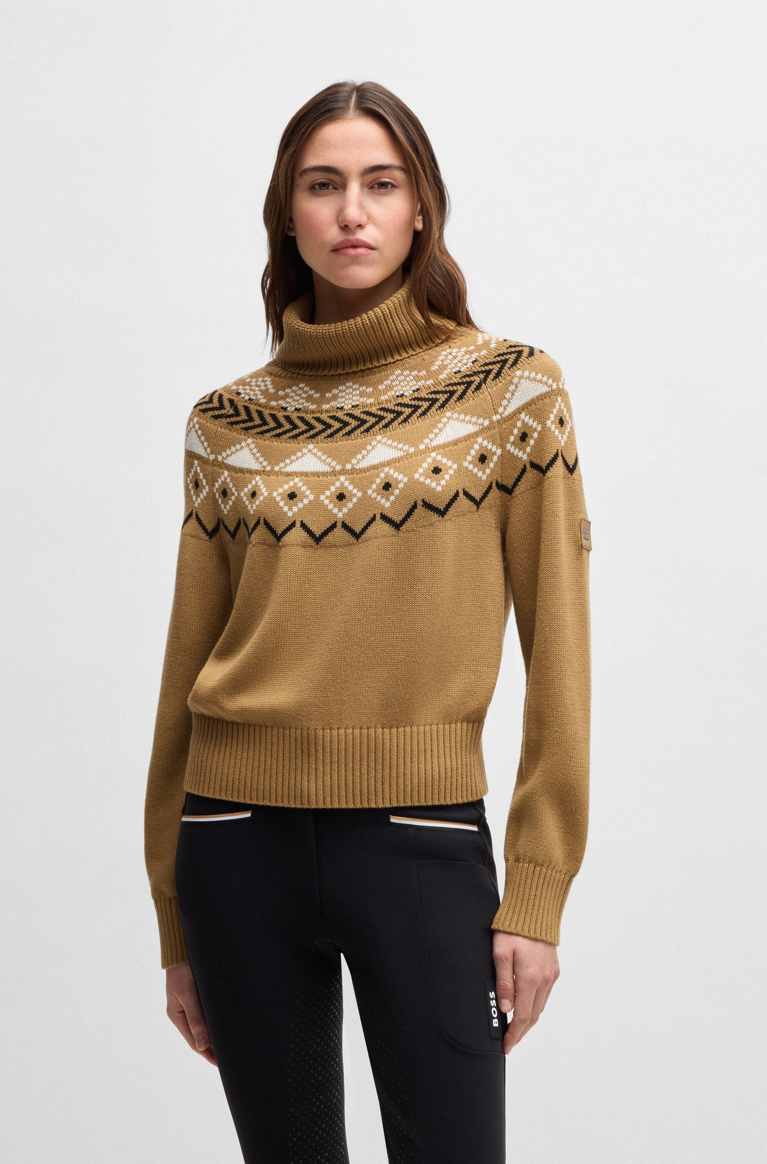 BOSS EQUESTRIAN ANUK KNITWEAR JUMPER NORWAY CAMEL