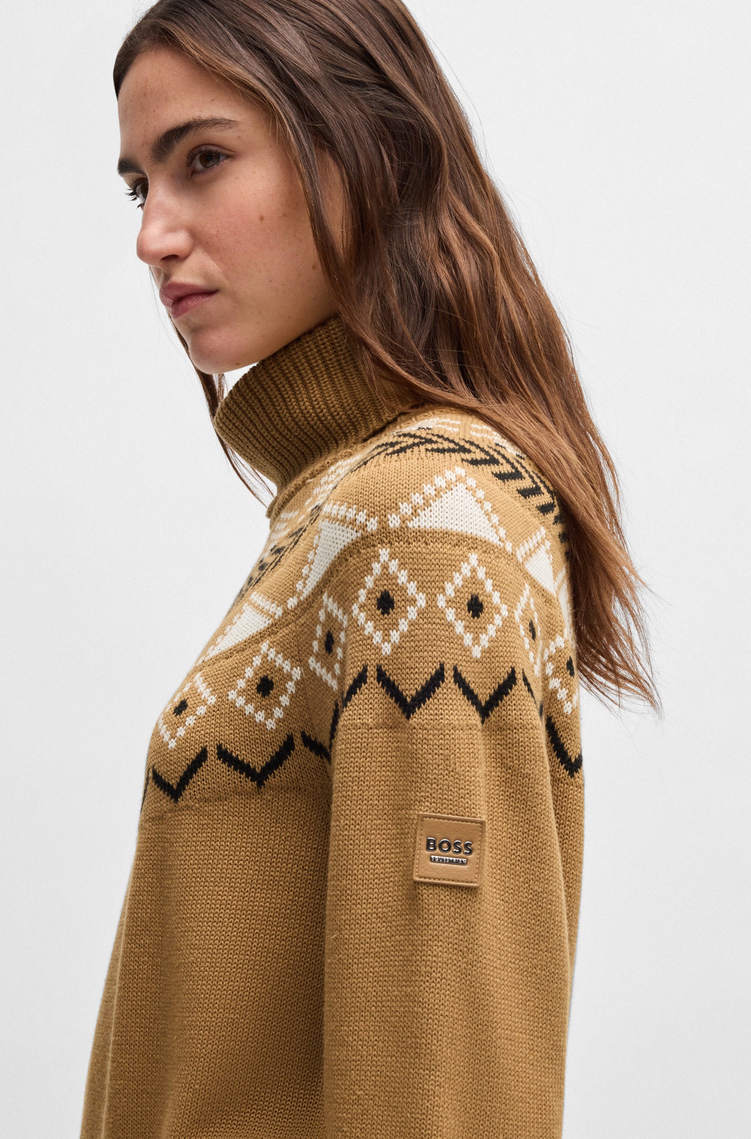 BOSS EQUESTRIAN ANUK KNITWEAR JUMPER NORWAY CAMEL