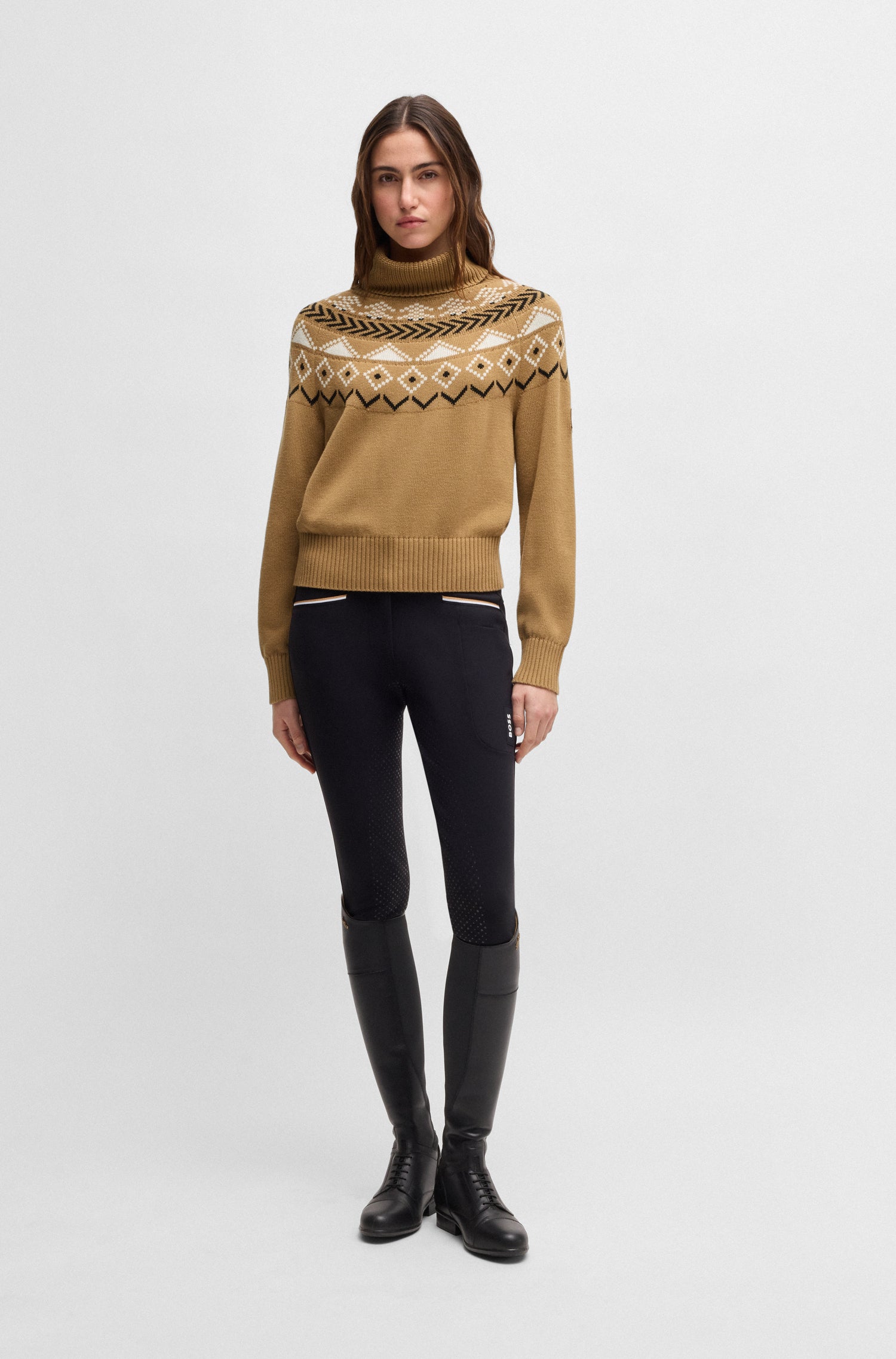 BOSS EQUESTRIAN ANUK KNITWEAR JUMPER NORWAY CAMEL