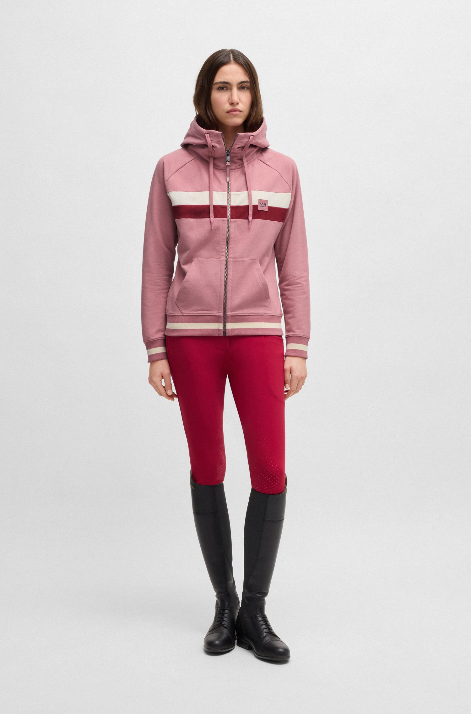 BOSS EQUESTRIAN RIVA ZIP HOODIE ROSE HAZE