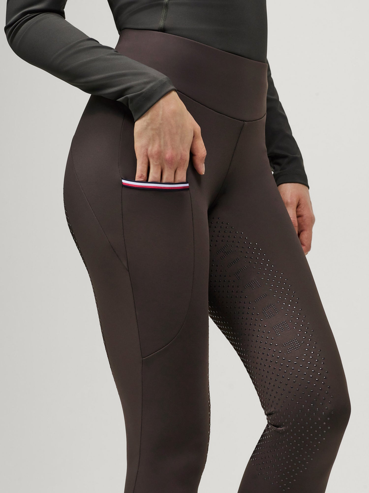 Tommy Hilfiger Equestrian Elmira Winter Full Grip Leggings - CACAO