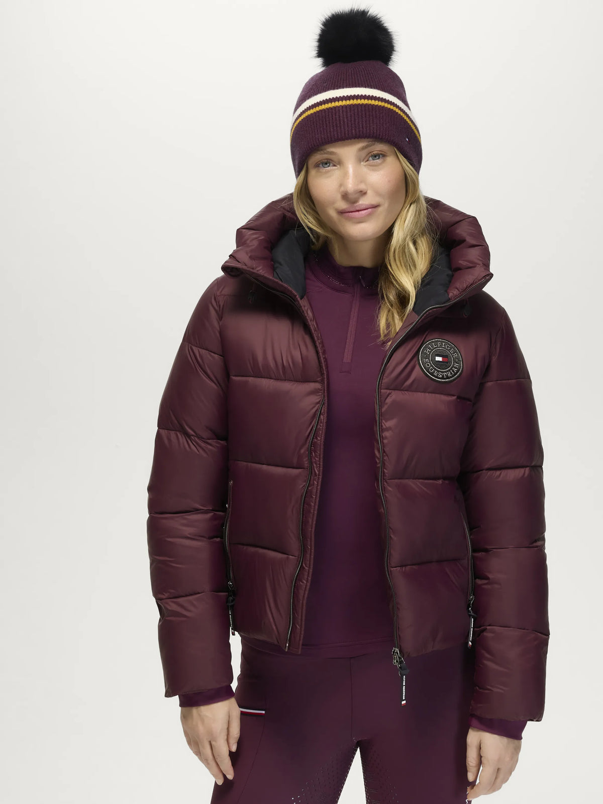 Tommy Hilfiger Equestrian Glendale Women Puffer Jacket DEEP BURGUNDY