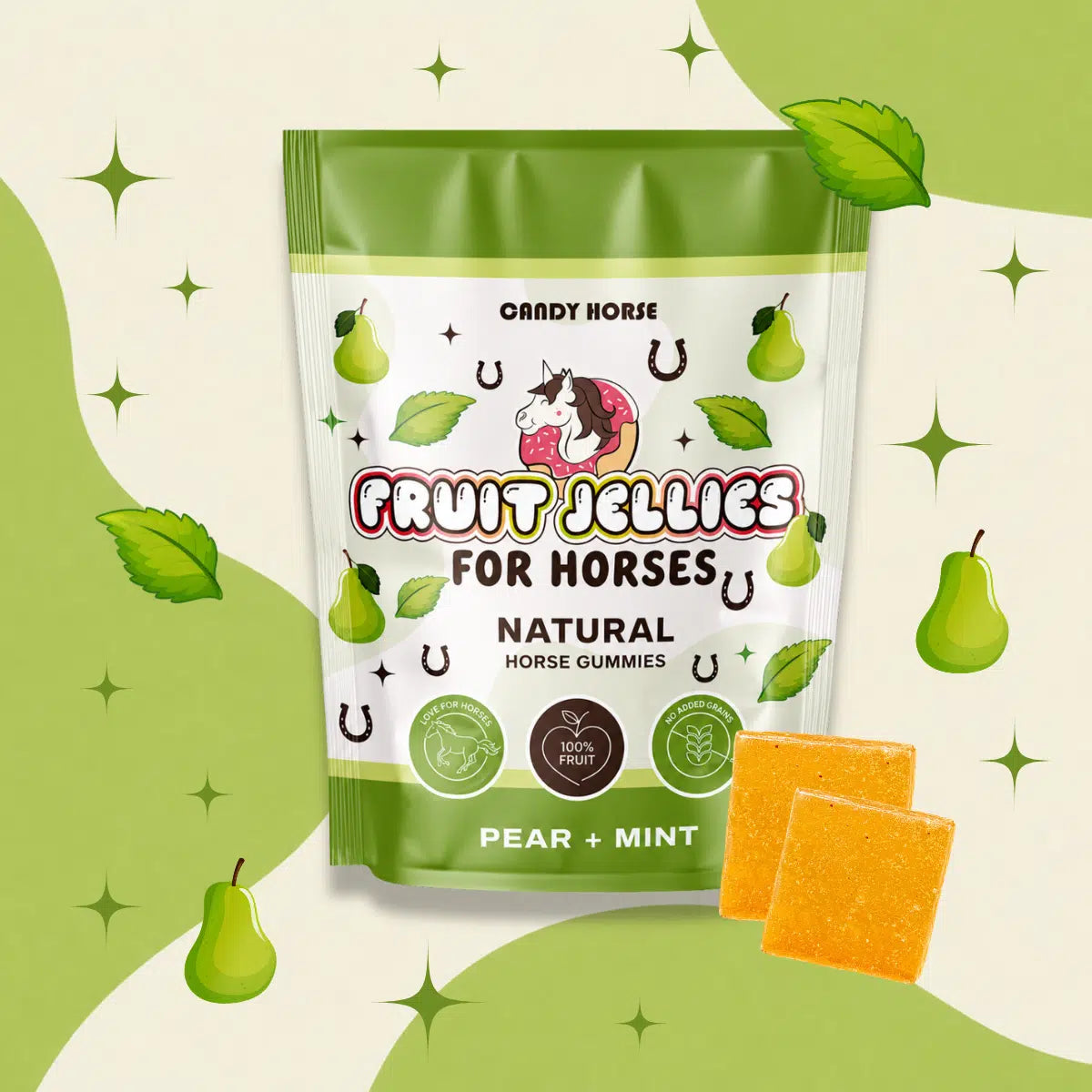 Candy Horse Fruit Jellies Pear + Mint – soft gummies for horses