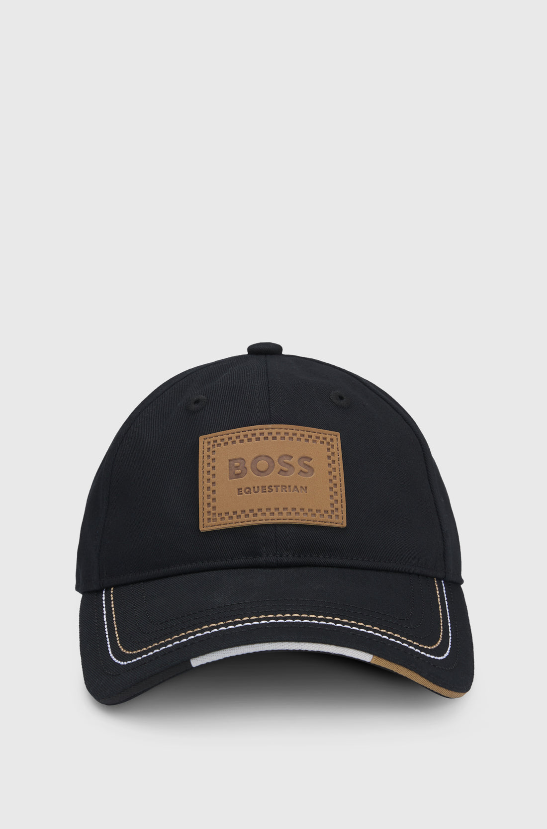 Boss Equestrian Cap Leather Vintage Patch Black