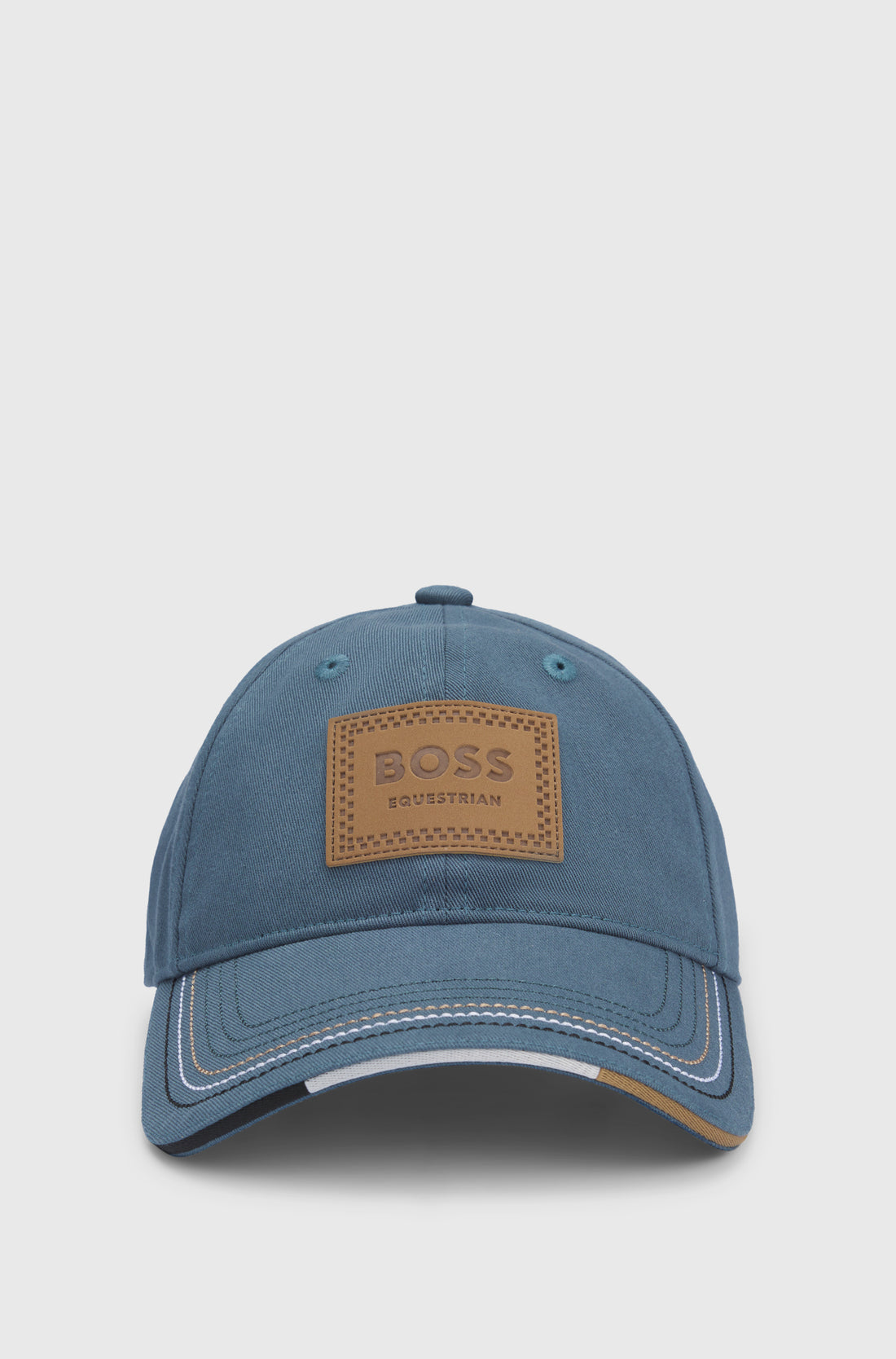 Boss Equestrian Cap Leather Vintage Patch Northern Blue
