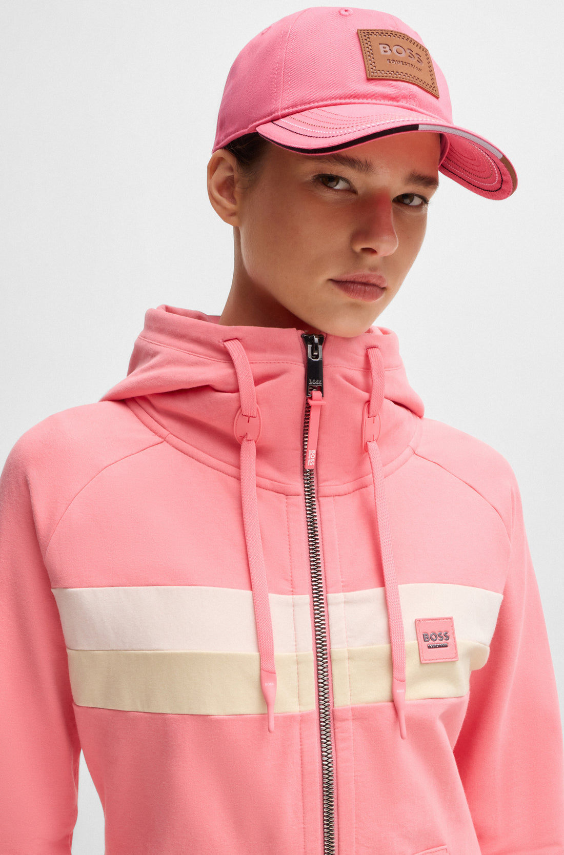 Boss Equestrian Cap Leather Vintage Patch Pink