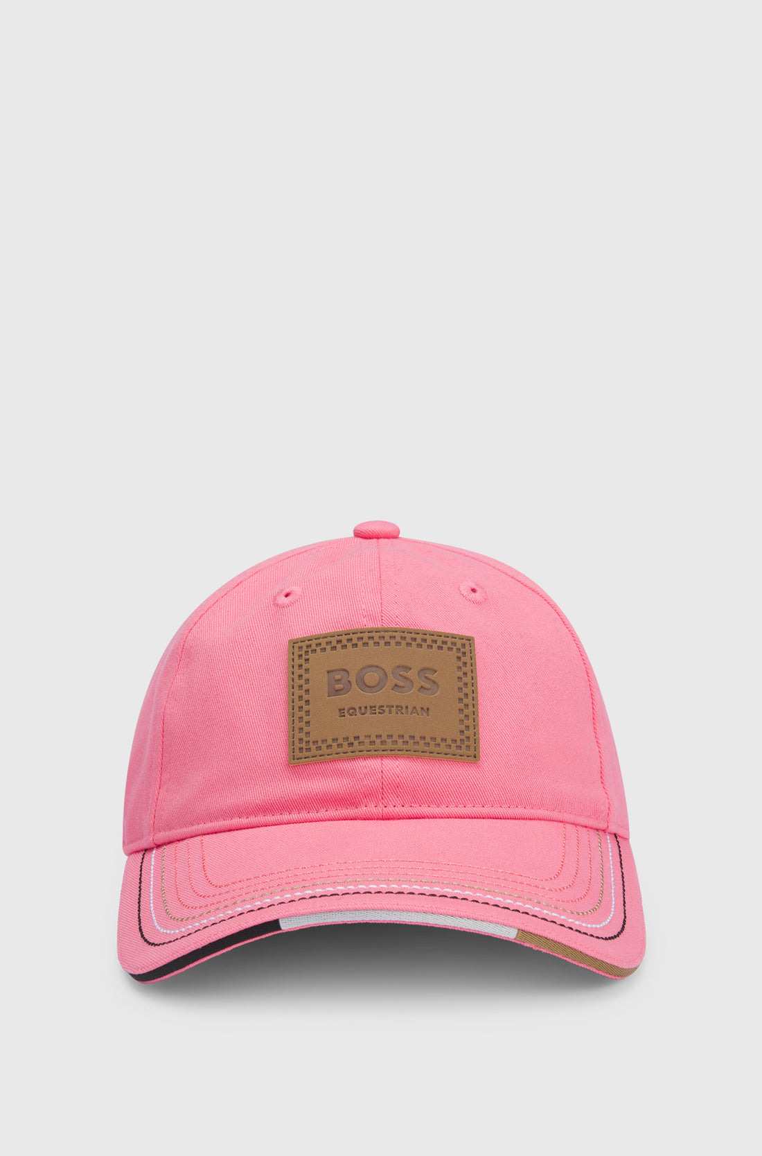 Boss Equestrian Cap Leather Vintage Patch Pink