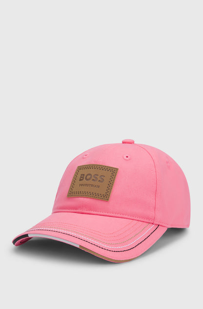 Boss Equestrian Cap Leather Vintage Patch Pink
