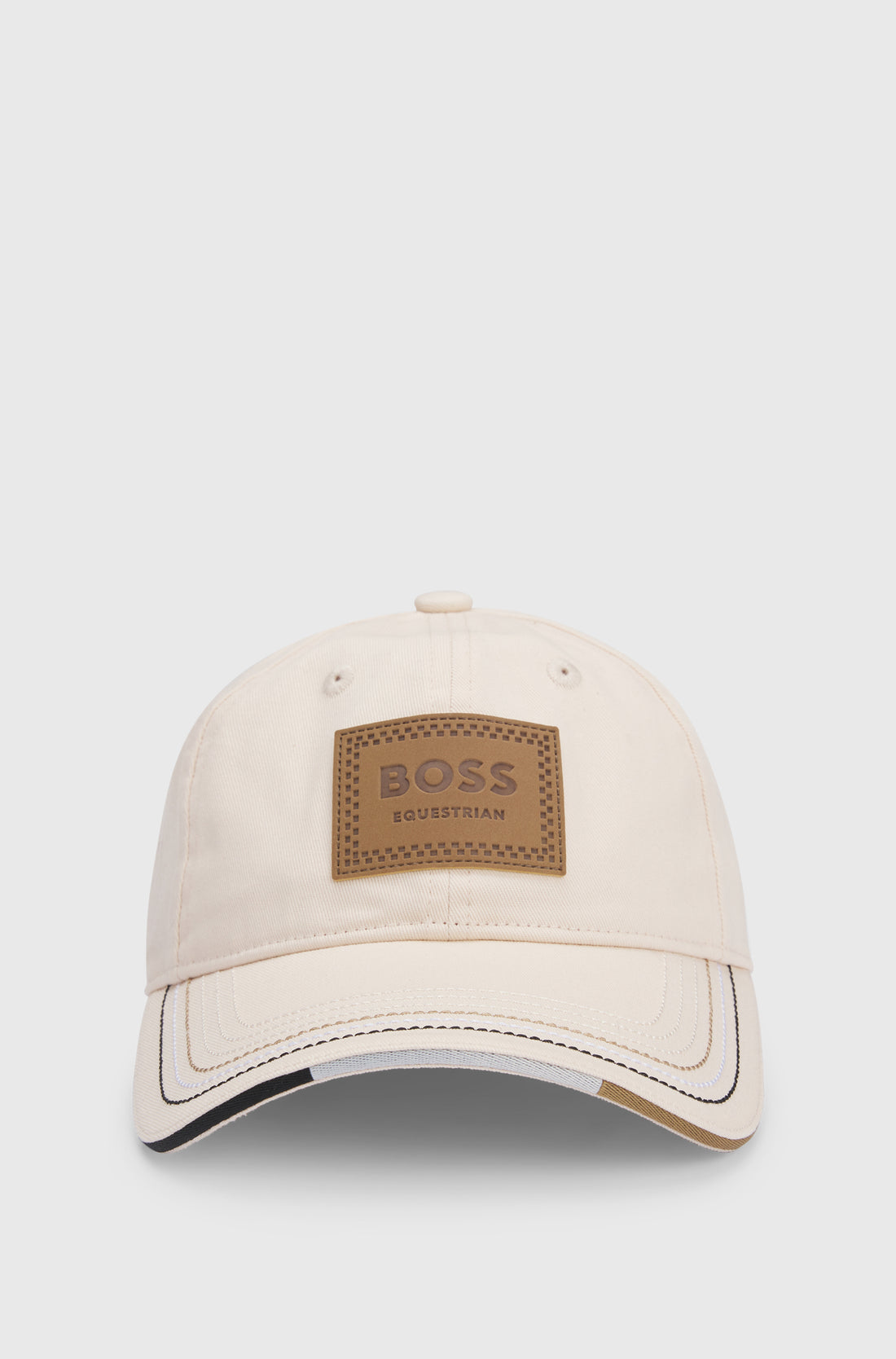 Boss Equestrian Cap Leather Vintage Patch Pearl