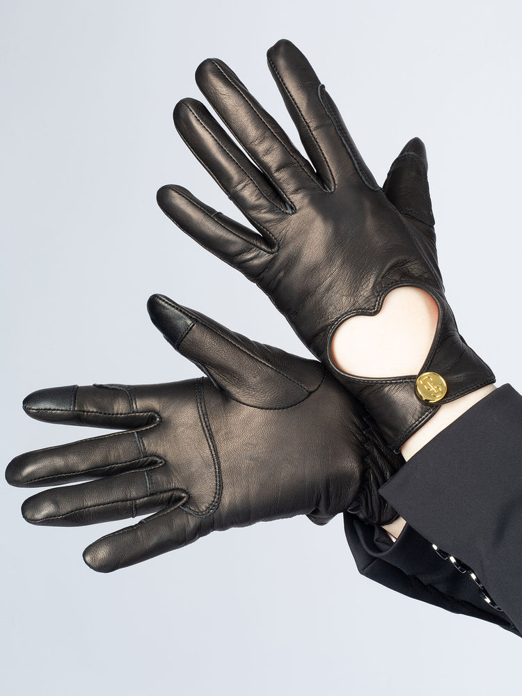PS OF Sweden - Heart Leather Riding Gloves Black