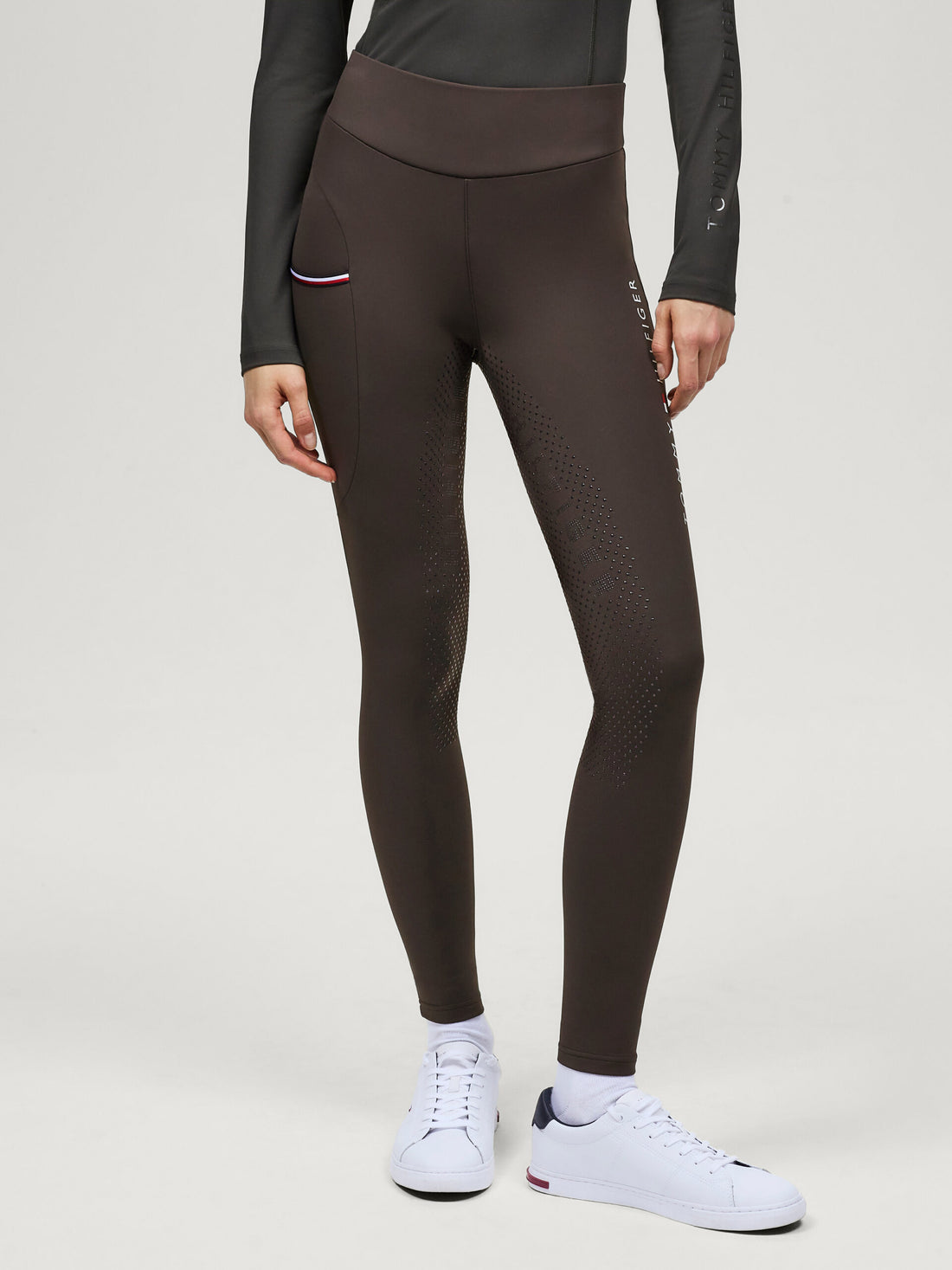Tommy Hilfiger Equestrian Elmira Winter Full Grip Leggings - CACAO