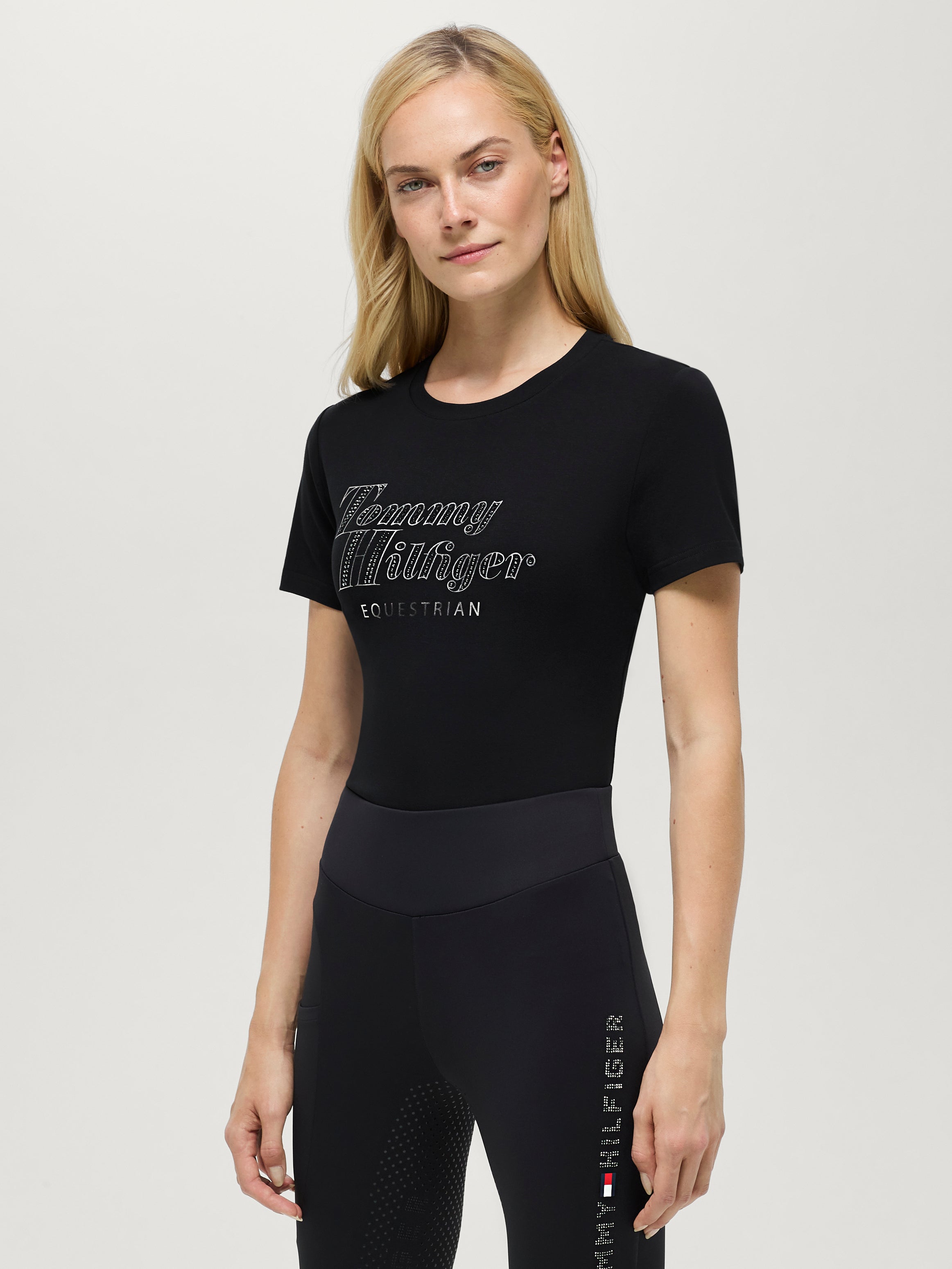 Tommy Hilfiger Equestrian Malibu Rhinestone T-Shirt BLACK