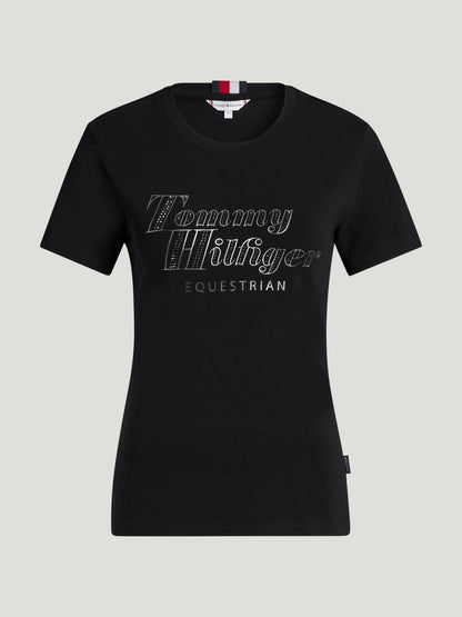 Tommy Hilfiger Equestrian Malibu Rhinestone T-Shirt BLACK