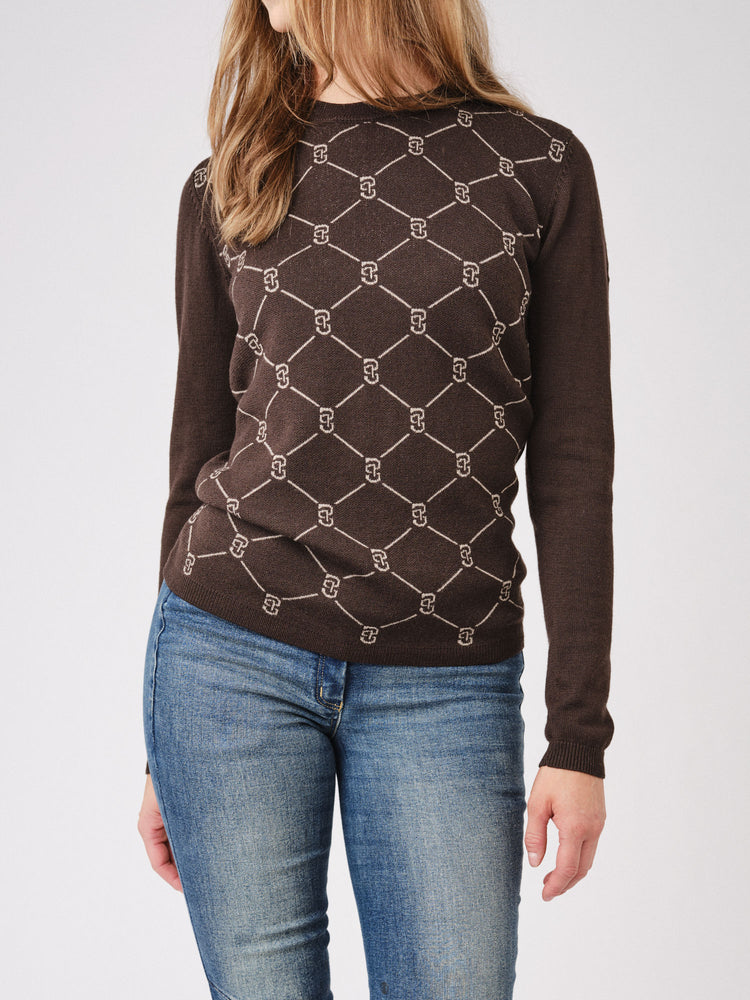 PS OF Sweden AW21 Linnea Knit Sweatshirt - Coffee