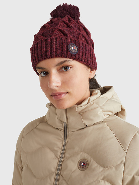 Tommy Hilfiger AW22 Pom Pom Beanie - Burgundy