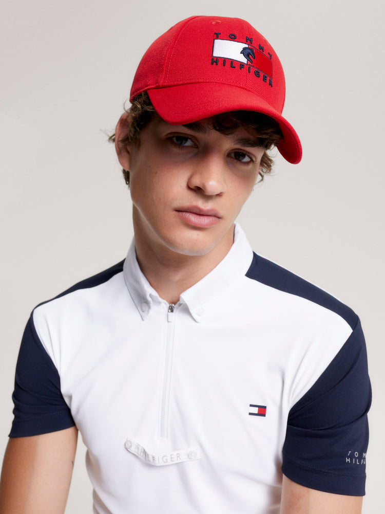 Tommy Hilfiger Equestrian Montreal Water Repellent Flag Logo Cap FIERCE RED