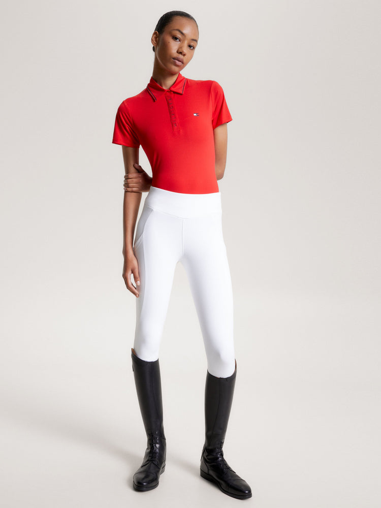 Tommy Hilfiger Equestrian Harlem Short Sleeve Logo Polo Shirt FIERCE RED