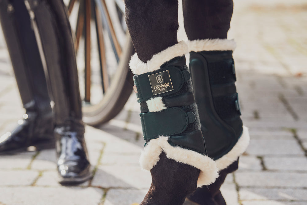 Eskadron Heritage AW21 Glitter Mesh Faux Fur Boots - Antique Green
