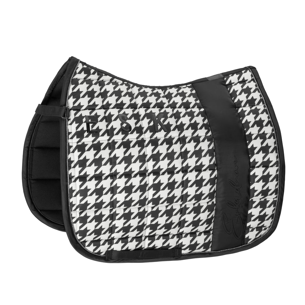 Eskadron Essence AW22 Glossy Big Square Glossy Saddle-pad Black-Creme (Houndstooth)