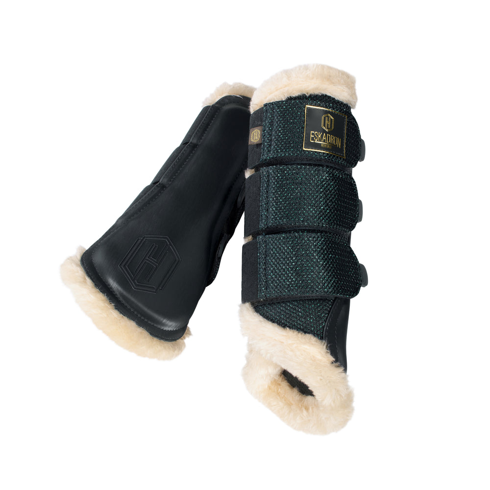 Eskadron Heritage AW21 Glitter Mesh Faux Fur Boots - Antique Green